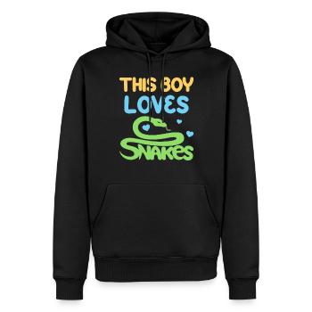 Ce garçon aime les serpents - Sweat à capuche Premium bio Homme - noir - Devant - Nico (187cm)