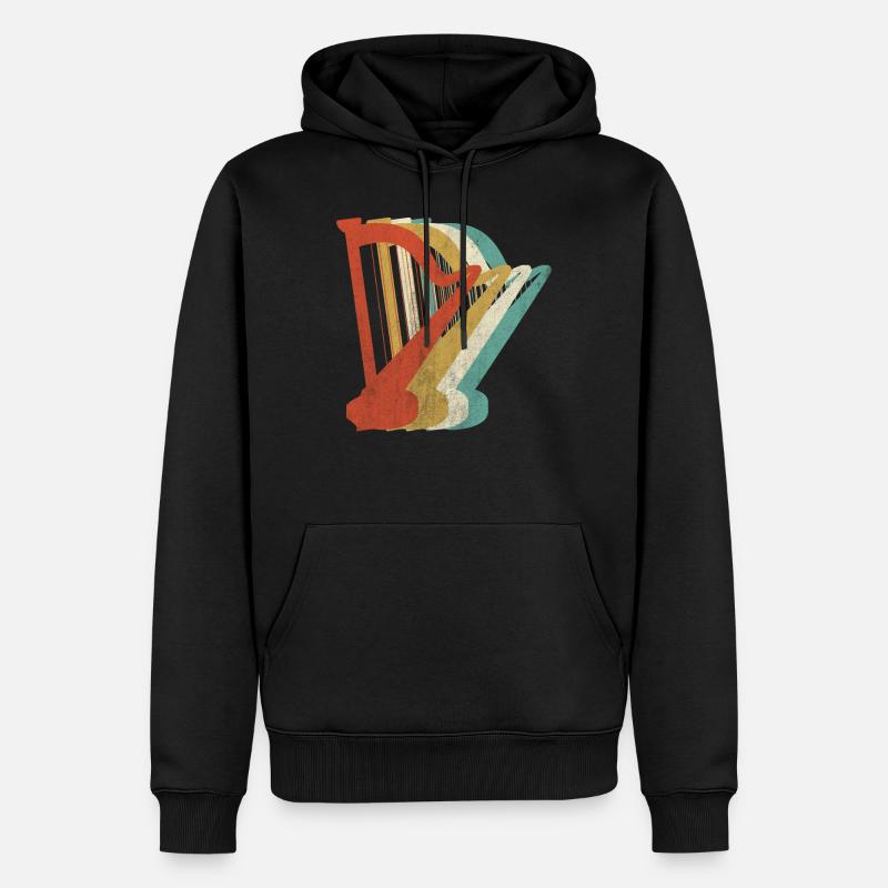 Retro Harfe Instrument - Männer Premium Bio Hoodie - Schwarz