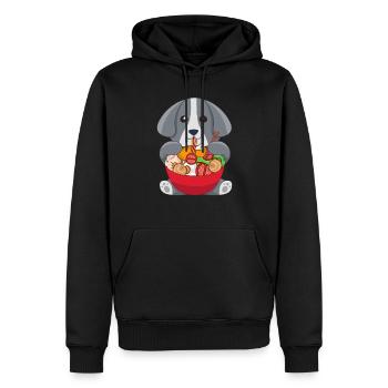 Chien de nouilles ramen japonais - Sweat à capuche Premium bio Homme - noir - Devant - Nico (187cm)