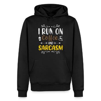 Je cours sur le café et le sarcasme Amateur de café - Sweat à capuche Premium bio Homme - noir - Devant - Nico (187cm)