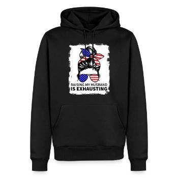 Meinen Mann großzuziehen ist anstrengend - Unordentliches Brötchen - Männer Premium Bio Hoodie - Schwarz - Vorne - Nico (187cm)