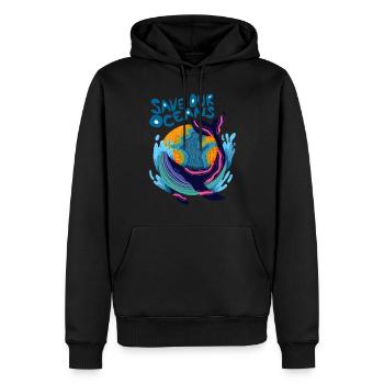 Sauvons nos océans - Sweat à capuche Premium bio Homme - noir - Devant - Nico (187cm)