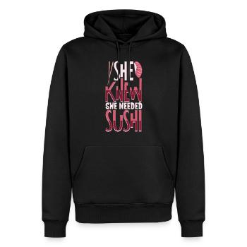 Fan de sushis Cuisine japonaise Cuisine gastronomique Japon - Sweat à capuche Premium bio Homme - noir - Devant - Nico (187cm)