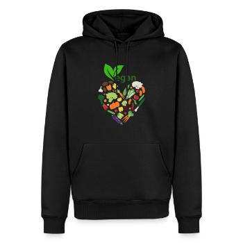 Cœur végétal végétalien - Sweat à capuche Premium bio Homme - noir - Devant - Nico (187cm)