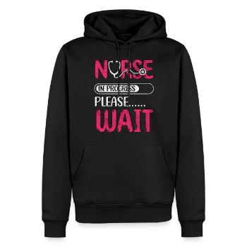 Infirmière en cours Veuillez attendre l’école d’infirmières - Sweat à capuche Premium bio Homme - noir - Devant - Nico (187cm)