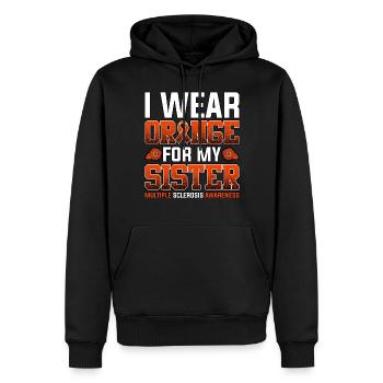 Ich trage Orange für meine Schwester Multiple Sklerose - Männer Premium Bio Hoodie - Schwarz - Vorne - Nico (187cm)