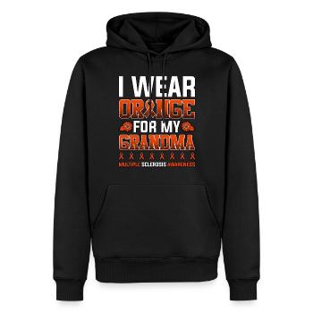 Ich trage Orange für meine Oma Multiple Sklerose - Männer Premium Bio Hoodie - Schwarz - Vorne - Nico (187cm)