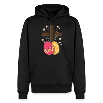 Christentum Kreuz Jesus Christus Blume Ostereier - Männer Premium Bio Hoodie - Schwarz - Vorne - Nico (187cm)