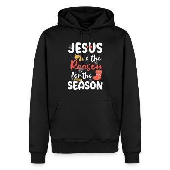 Jesus is the reason for the season - Men’s Premium Organic Hoodie - black - Front - Nico (187cm)