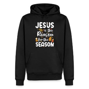 Jésus est la raison de la saison de foi d’automne - Sweat à capuche Premium bio Homme - noir - Devant - Nico (187cm)