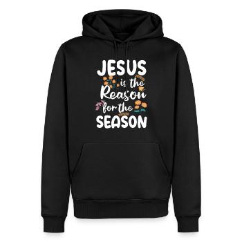 Jesus is the reason for the season - Men’s Premium Organic Hoodie - black - Front - Nico (187cm)