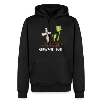 Mit Dem Glauben Wachsen Das Kreuz Christi Pflanzt - Männer Premium Bio Hoodie - Schwarz - Vorne - Nico (187cm)