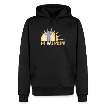 Er Ist Auferstanden Ostersonntag Jesus - Männer Premium Bio Hoodie - Schwarz - Vorne - Nico (187cm)