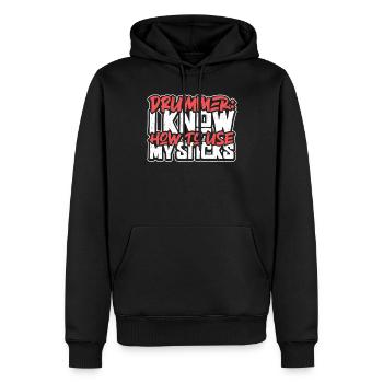 Drummer Drums Music Drum Set Drumming - Men’s Premium Organic Hoodie - black - Front - Nico (187cm)