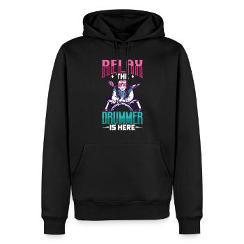 Drummer Drums Music Drum Set Drumming - Men’s Premium Organic Hoodie - black - Front - Nico (187cm)