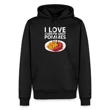 Currywurst Pommes Bratwurst Ruhrpott Ruhrgebiet - Männer Premium Bio Hoodie - Schwarz - Vorne - Nico (187cm)