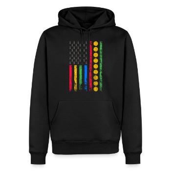 Drapeau sportif américain - Sweat à capuche Premium bio Homme - noir - Devant - Nico (187cm)