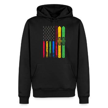 Drapeau sportif américain - Sweat à capuche Premium bio Homme - noir - Devant - Nico (187cm)
