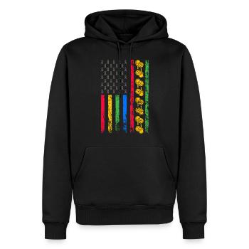 Drapeau sportif américain - Sweat à capuche Premium bio Homme - noir - Devant - Nico (187cm)