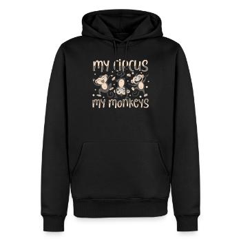 Arts du cirque Artistes de cirque Personnel de l’événement - Sweat à capuche Premium bio Homme - noir - Devant - Nico (187cm)