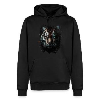 Motif Tigre Zoo Animaux Art Tête de Tigre Motif - Sweat à capuche Premium bio Homme - noir - Devant - Nico (187cm)