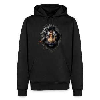 Tiger Tiere Geschenk Mann Kunst Bunt Tiermotiv - Männer Premium Bio Hoodie - Schwarz - Vorne - Nico (187cm)