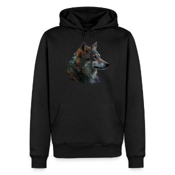 Wolf Tiermotiv Wölfe Geschenk Geburtstag Wald - Männer Premium Bio Hoodie - Schwarz - Vorne - Nico (187cm)