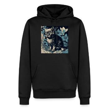 Katzenmotiv Geschenkidee Katze Fun Kunst Tier - Männer Premium Bio Hoodie - Schwarz - Vorne - Nico (187cm)