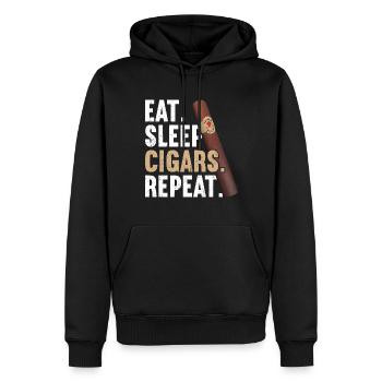 Eat Sleep Cigar Repeat - Männer Premium Bio Hoodie - Schwarz - Vorne - Nico (187cm)