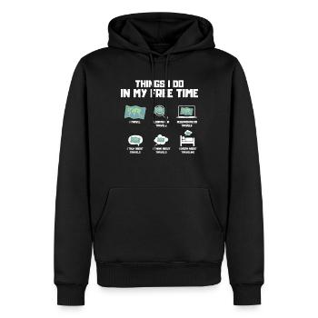 Geek du voyage - Sweat à capuche Premium bio Homme - noir - Devant - Nico (187cm)
