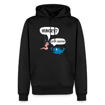 Drôle de dicton Pêcheur Dictons drôle Pêche drôle - Sweat à capuche Premium bio Homme - noir - Devant - Nico (187cm)