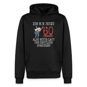 Lustig 60. Geburtstag Mann Ich bin 60 Pommesgabel - Männer Premium Bio Hoodie - Schwarz - Vorne - Nico (187cm)