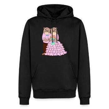 Amants de la loutre Mariage animal de chuchoteur de loutres - Sweat à capuche Premium bio Homme - noir - Devant - Nico (187cm)