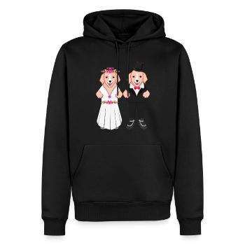 Les amoureux des chiens épousent un chiot - Sweat à capuche Premium bio Homme - noir - Devant - Nico (187cm)