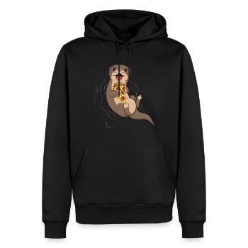 Pizza King Pizza Queen Otter Lover Sea Animal - Men’s Premium Organic Hoodie - black - Front - Nico (187cm)