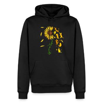 Tu es mon chat tournesol soleil - Sweat à capuche Premium bio Homme - noir - Devant - Nico (187cm)