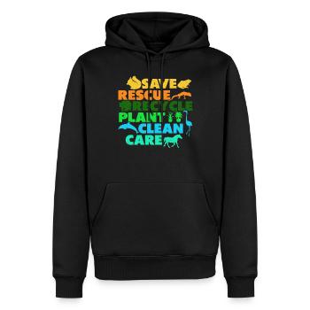 Sparen Retten Recyceln Pflanzen Reinigen Pflegen - Männer Premium Bio Hoodie - Schwarz - Vorne - Nico (187cm)