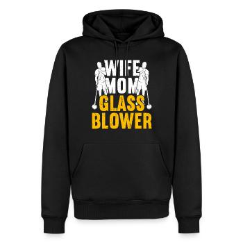 Souffleur de verre soufflant de verre - Sweat à capuche Premium bio Homme - noir - Devant - Nico (187cm)
