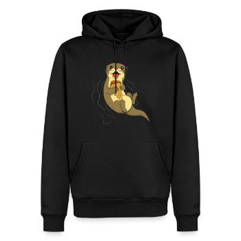 Otter Whisperer Animal Marine Biologist Pizza - Men’s Premium Organic Hoodie - black - Front - Nico (187cm)