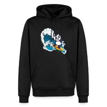 Surfing Panda Bear Zookeeper Animal Surfer - Men’s Premium Organic Hoodie - black - Front - Nico (187cm)