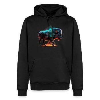 Bison Wald Wildtiere Bauer Berge Tier Tiermotiv - Männer Premium Bio Hoodie - Schwarz - Vorne - Nico (187cm)
