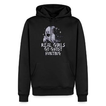 Recherche paranormale Chasseur de fantômes d’Halloween - Sweat à capuche Premium bio Homme - noir - Devant - Nico (187cm)