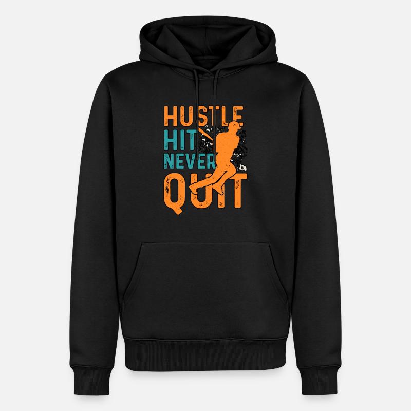 Hustle Hit Never Quit Baseball - Sweat à capuche Premium bio Homme - noir