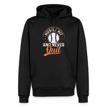 Hustle Hit et n’abandonnez jamais le baseball - Sweat à capuche Premium bio Homme - noir - Devant - Nico (187cm)