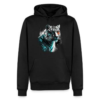 Motif Tigre Zoo Animaux Art Tête de Tigre Motif - Sweat à capuche Premium bio Homme - noir - Devant - Nico (187cm)