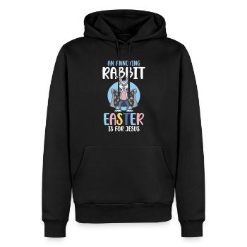 An annoying rabbit Easter is for Jesus - Men’s Premium Organic Hoodie - black - Front - Nico (187cm)