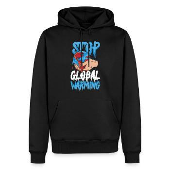Stop au réchauffement climatique - Dame Nature - Journée - Sweat à capuche Premium bio Homme - noir - Devant - Nico (187cm)