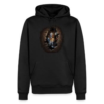 Tiger Geschenk Zoo Tier Tierliebhaber Motiv Kopf - Männer Premium Bio Hoodie - Schwarz - Vorne - Nico (187cm)