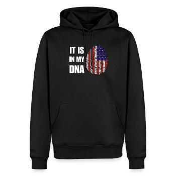 Amerika ist in meiner DNA - Männer Premium Bio Hoodie - Schwarz - Vorne - Nico (187cm)