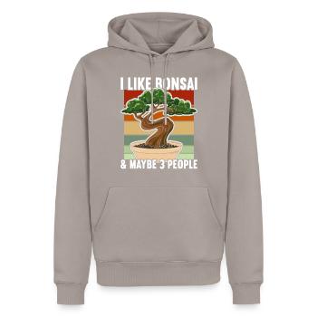 Bonsai-Baum - Männer Premium Bio Hoodie - Taupe - Vorne - Nico (187cm)